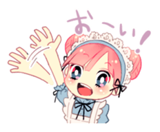 Pink hair maid sticker #2989462
