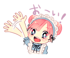 Pink hair maid sticker #2989462
