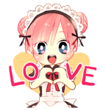Pink hair maid sticker #2989463