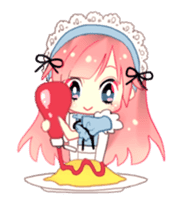 Pink hair maid sticker #2989464