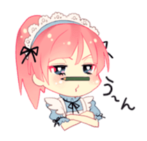 Pink hair maid sticker #2989466