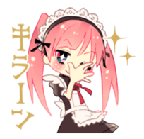 Pink hair maid sticker #2989467