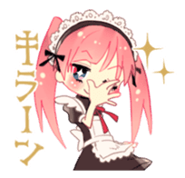 Pink hair maid sticker #2989467