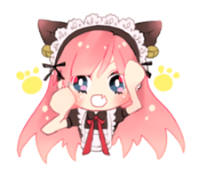 Pink hair maid sticker #2989468