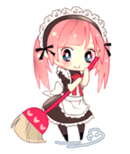 Pink hair maid sticker #2989469