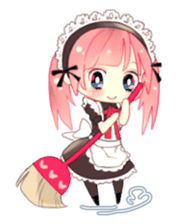Pink hair maid sticker #2989469