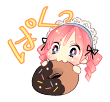 Pink hair maid sticker #2989471