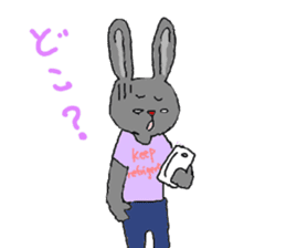 Pink and gray rabbits sticker #3002293