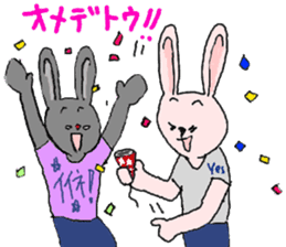 Pink and gray rabbits sticker #3002297