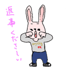 Pink and gray rabbits sticker #3002299