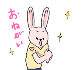 Pink and gray rabbits sticker #3002310