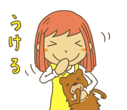 girl and bear sticker #3024876