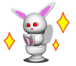 3D version of white rabbit Panku sticker #3040069