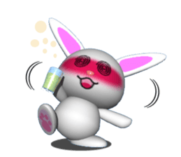 3D version of white rabbit Panku sticker #3040090