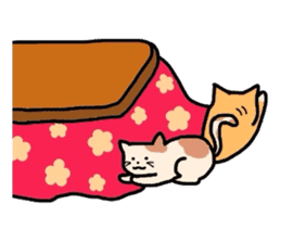 cats relaxing in a kotatu sticker #3040332