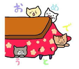 cats relaxing in a kotatu sticker #3040334