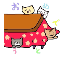 cats relaxing in a kotatu sticker #3040334