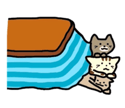 cats relaxing in a kotatu sticker #3040357
