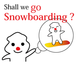 POKKUN go snowboarding in ski by English sticker #3047563