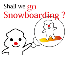 POKKUN go snowboarding in ski by English sticker #3047563