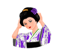 Kimono beautiful woman sticker #3048131