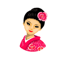 Kimono beautiful woman sticker #3048139