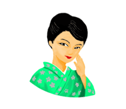 Kimono beautiful woman sticker #3048140