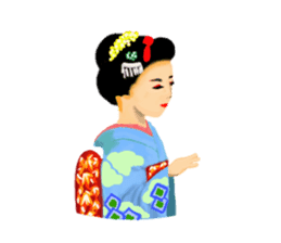 Kimono beautiful woman sticker #3048146