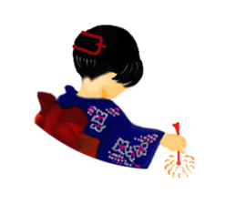 Kimono beautiful woman sticker #3048148