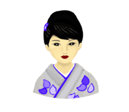 Kimono beautiful woman sticker #3048153