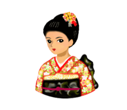 Kimono beautiful woman sticker #3048161