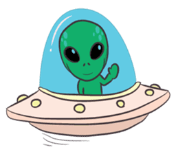 Green Alien - UFO sticker #3049580