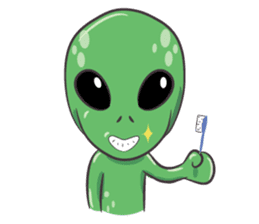 Green Alien - UFO sticker #3049603