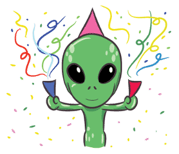 Green Alien - UFO sticker #3049605