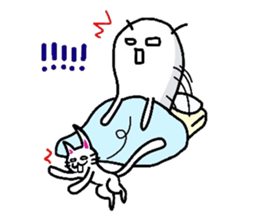 White-Man & Hakoiri-Cat 4 sticker #3053019