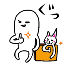 White-Man & Hakoiri-Cat 4 sticker #3053046