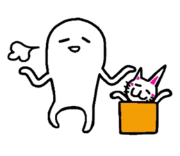 White-Man & Hakoiri-Cat 4 sticker #3053049
