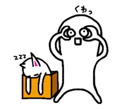 White-Man & Hakoiri-Cat 4 sticker #3053055