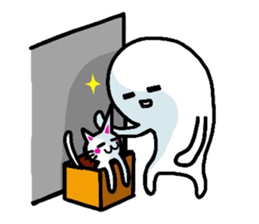 White-Man & Hakoiri-Cat 4 sticker #3053058