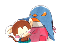 Children monkeys and parent Penguin sticker #3055840