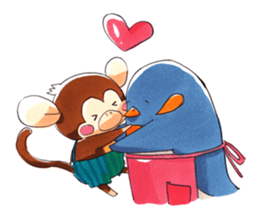 Children monkeys and parent Penguin sticker #3055843