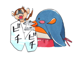 Children monkeys and parent Penguin sticker #3055849