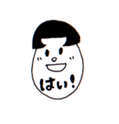 Bobbed hair style egg sticker #3062057