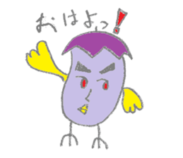 Eggplant bird & tomato bird sticker #3070699