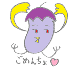 Eggplant bird & tomato bird sticker #3070704