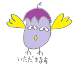 Eggplant bird & tomato bird sticker #3070706