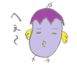 Eggplant bird & tomato bird sticker #3070731