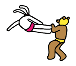 Bear & Rabbit wrestler sticker #3074378