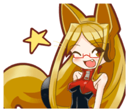 Fox ear headphones Girl sticker #3074964