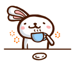 Playful white rabbit sticker #3074989